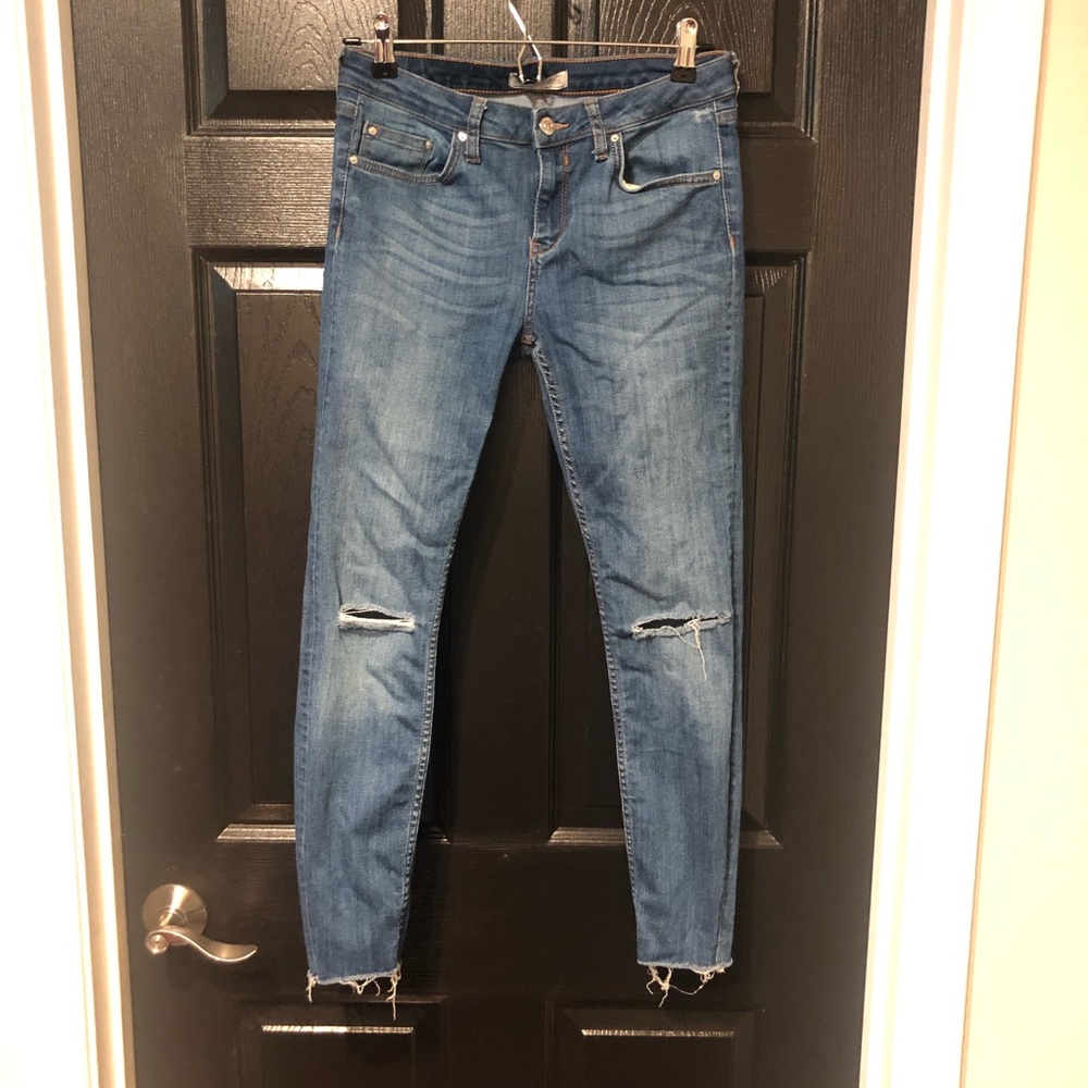 Zara distressed skinny jeans